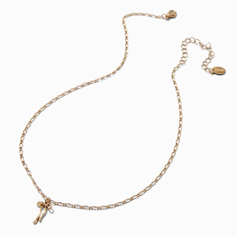 Gold-tone Thin Bow Pendant Necklace