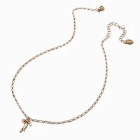Gold-tone Thin Bow Pendant Necklace