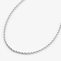 Silver-tone 2mm Thin Twisted Rope Chain Necklace