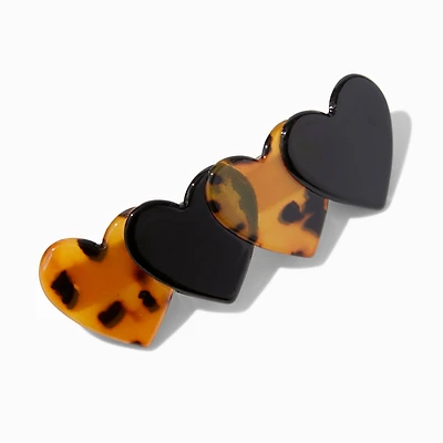 Tortoiseshell Puffy Hearts Hair Clip