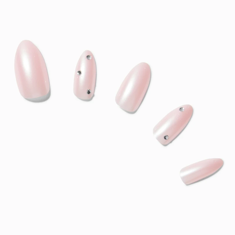 Chrome Gem Stiletto Vegan Faux Nail Set - 24 Pack