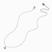 Silver-tone Crystal Block Letter Initial Pendant Necklace