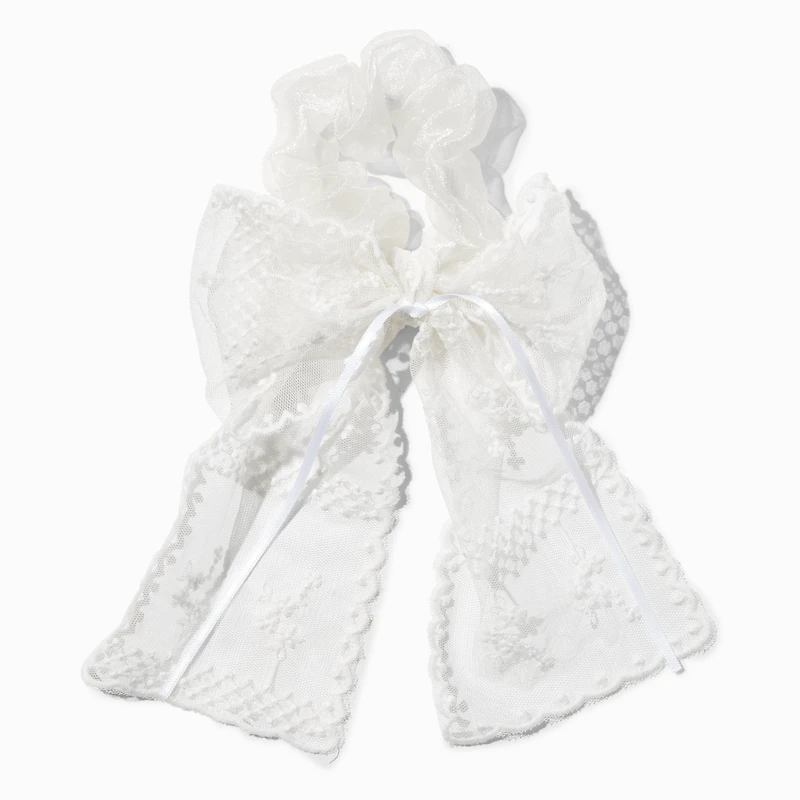 White Lace Hair Bow Scrunchie