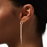 Gold-tone Fringe Chain Drop Earrings 