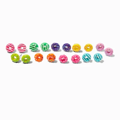 Glitter Rainbow Donut Stud Earrings - 9 Pack