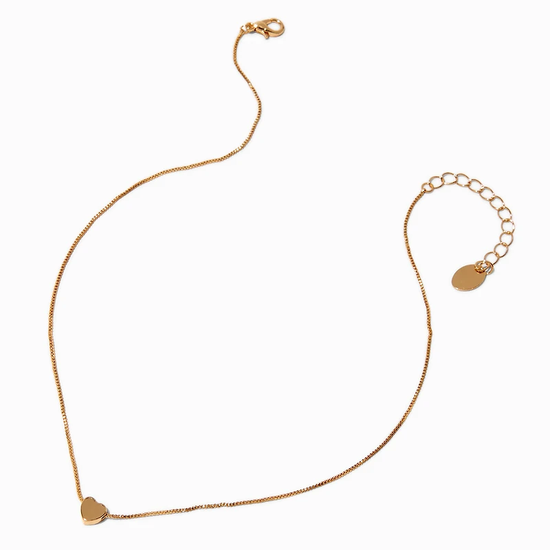 Gold-tone Mini Heart Slider Pendant Necklace