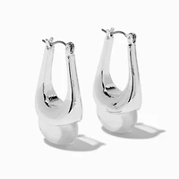Silver-tone Clear Acrylic Oblong Hoop Earrings