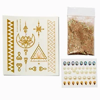 Gold Glitter Assorted Body Art Kit