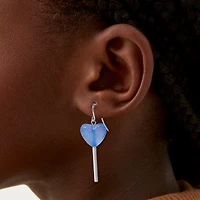 Blue Heart Lollipop 2'' Drop Earrings