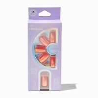 Coral Chrome Square Vegan Faux Nail Set - 24 Pack
