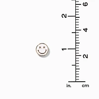 White Happy Face Gold-tone Stud Earrings