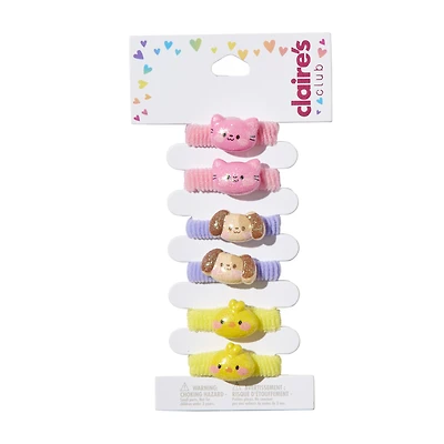 Claire's Club Glitter Critter Ribbed Hair Ties - 6 Pack
