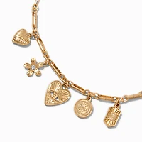 Gold-tone Evil Eye Charm Choker Necklace