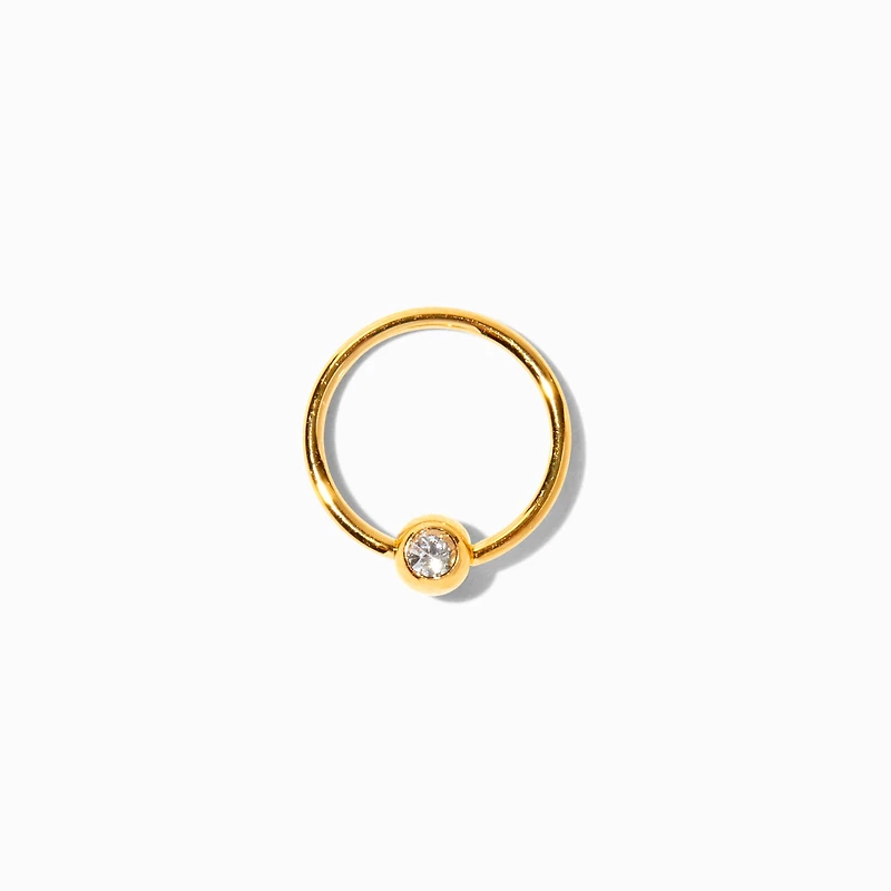 20G 18kt Gold Plated Titanium Ball Hoop Nose Ring