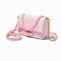 Quilted Light Pink Ombré Dual Strap Crossbody Bag