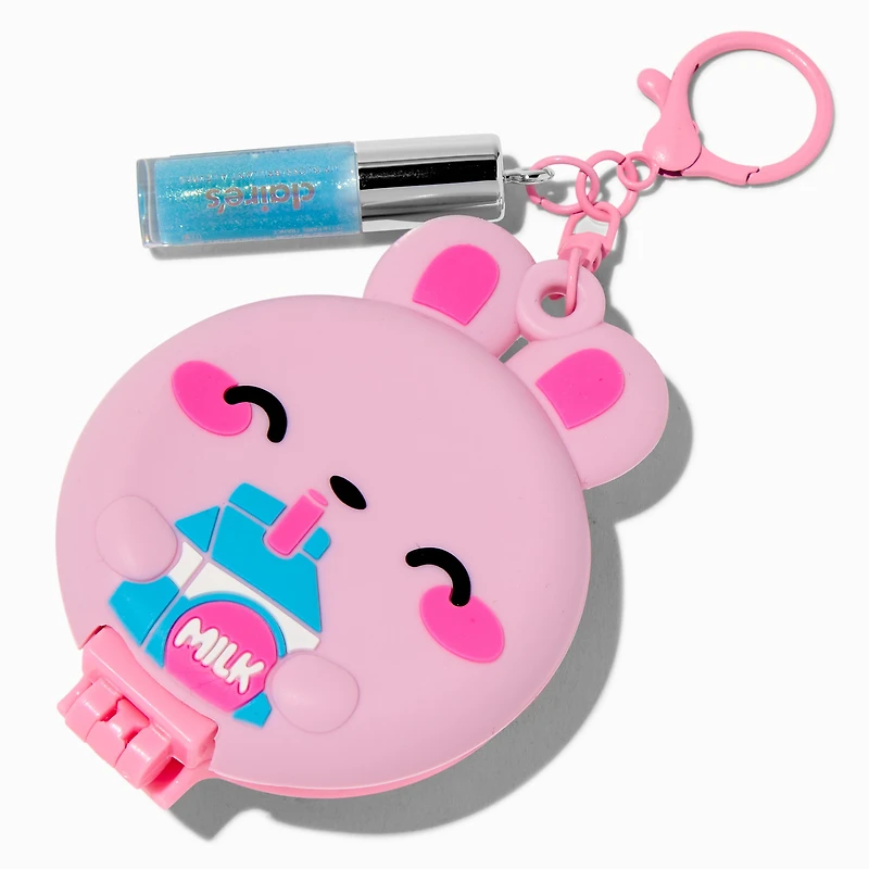 Pink Bunny Milk Pop-Up Hair Brush & Lip Gloss Keychain
