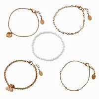 Gold-tone Pearlized Cherry Bracelet Set - 5 Pack