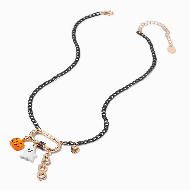 Halloween Icons Gold Bar Charm Necklace