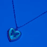 Purple Butterfly Locket Pendant Necklace