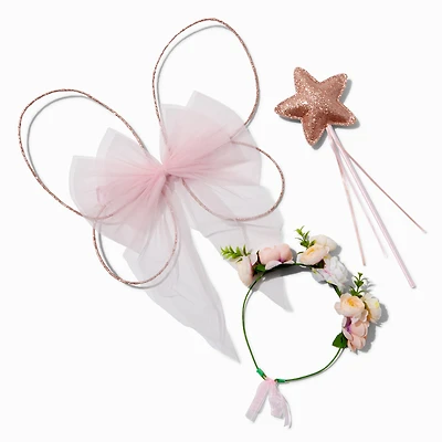Claire's Club Copper Flower Crown & Wings Dress Up Set - 3 Pack