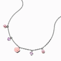 Claire's Club Pink Rose & Pearl Charm Necklace