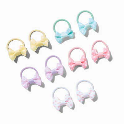 Claire's Club Pastel Dot Bow Hair Ties - 10 Pack