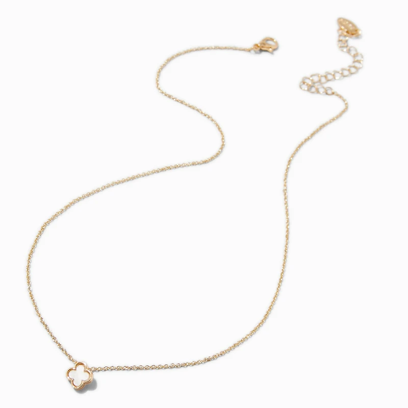 White Clover Gold-tone Pendant Necklace