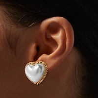 Pearl Heart Stud Earrings