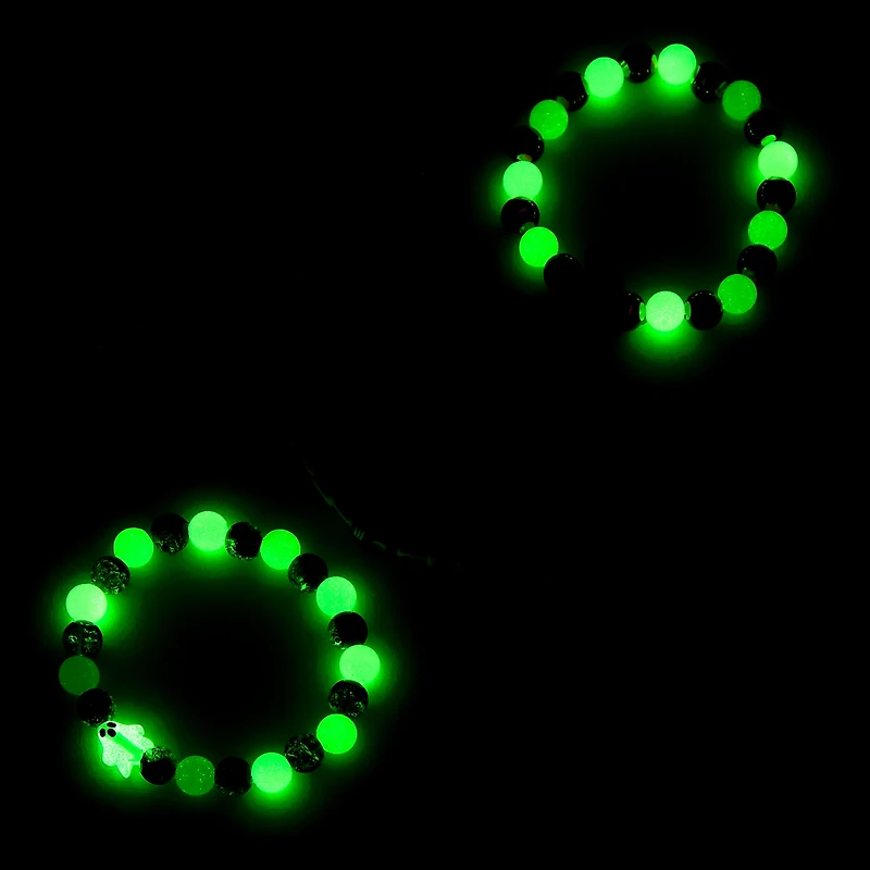Halloween Creepville Glow in the Dark Beaded Stretch Bracelets - 5 Pack