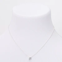 Silver-tone Cubic Zirconia 6mm Pendant Necklace
