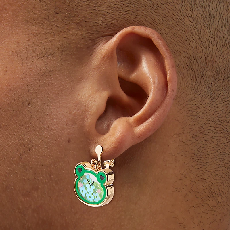 Shaker Frog Clip-On Drop Earrings