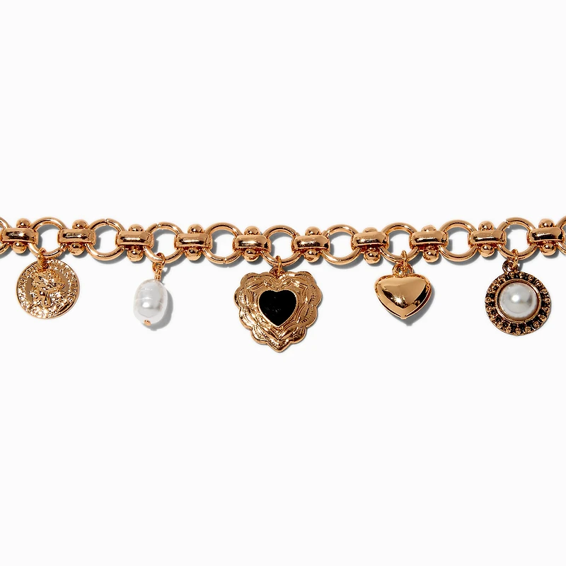 Gold-tone Heart Charm Bracelet 