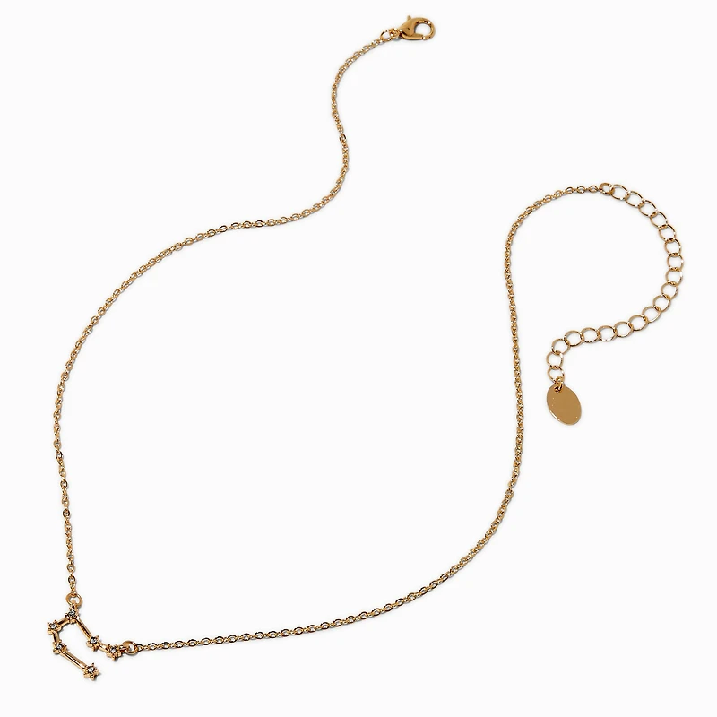 Gold-tone Zodiac Constellation Pendant Necklace - Gemini