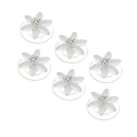 White Frosted Flower Hair Spinners - 6 Pack