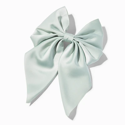 Sage Green Satin Hair Bow Clip