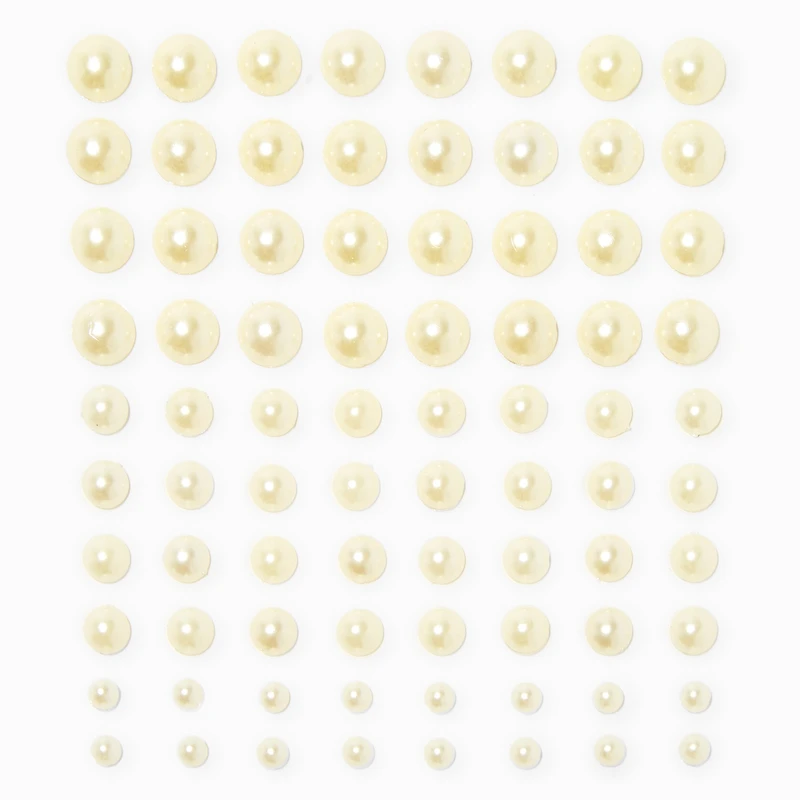 White Pearl Hair Gems - 80 Pack
