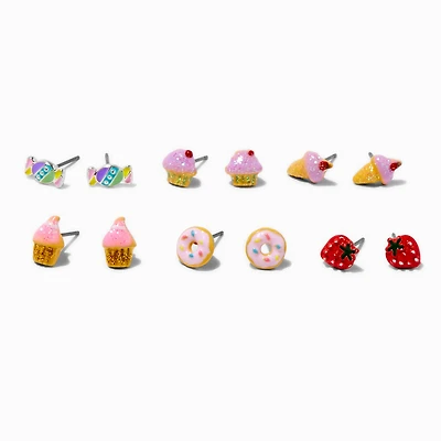 Glitter Sweets Stud Earrings - 6 Pack 