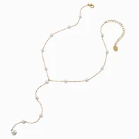 Gold-tone Pearl Confetti Y-Neck Chain Necklace
