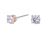 Rose Gold-tone Cubic Zirconia 4mm Round Stud Earrings