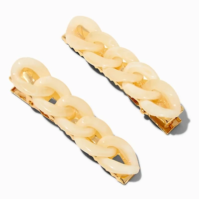 Ivory Chain Hair Barrette Clips - 2 Pack