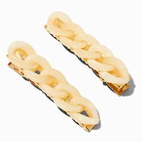Ivory Chain Hair Barrette Clips - 2 Pack