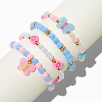 Textured Butterfly Beaded Stretch Bracelet Set - 4 Pack