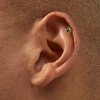 Gold-tone Stainless Steel Cubic Zirconia Changeable 18G Cartilage Green Flat Back Earrings - 5 Pack