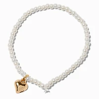 Claire's Club Pearl Heart Beaded Stretch Bracelet