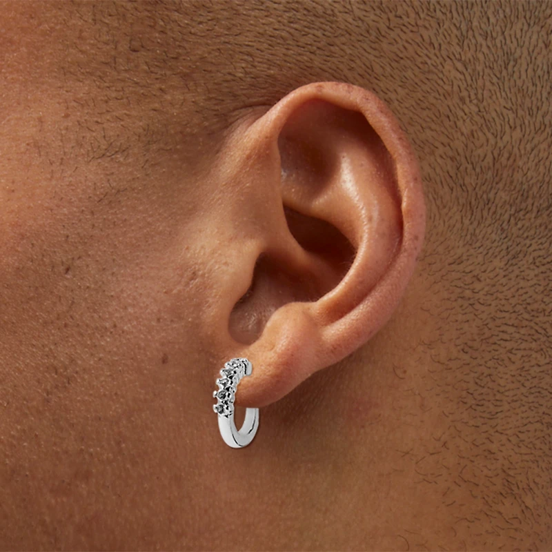 Silver-tone Cubic Zirconia Leaf Earring Stackables - 3 Pack