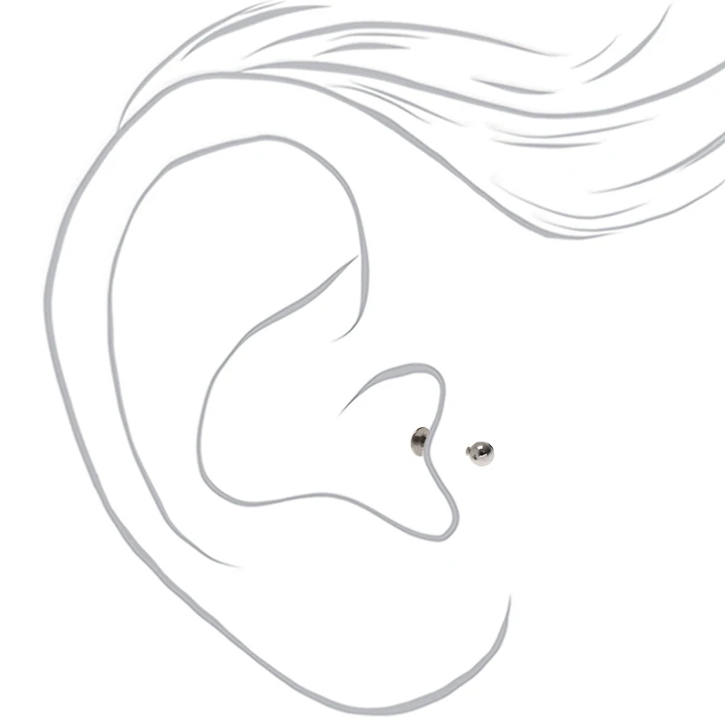 Silver-tone Stainless Steel Multi Cubic Zirconia Changeable Tragus Flat Back Earrings - 5 Pack