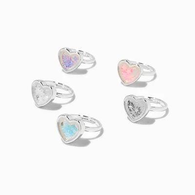 Claire's Club Pastel Shaky Heart Rings - 5 Pack