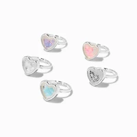 Claire's Club Pastel Shaky Heart Rings - 5 Pack