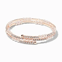 Rose Gold-tone Crystal & Pearl Wrap Bracelet
