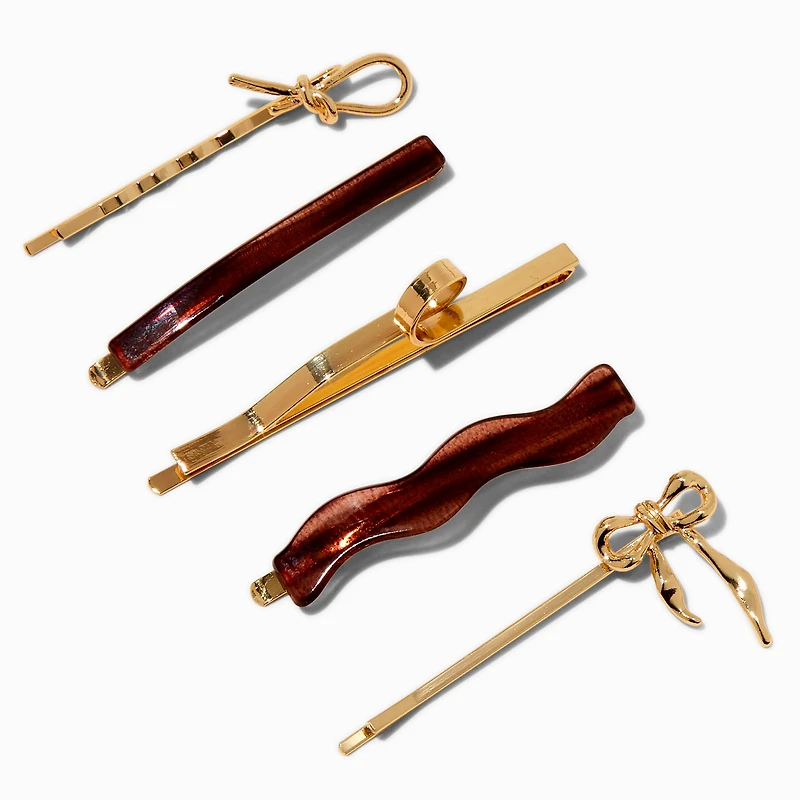 Gold-tone & Tortoiseshell Hair Pins - 5 Pack